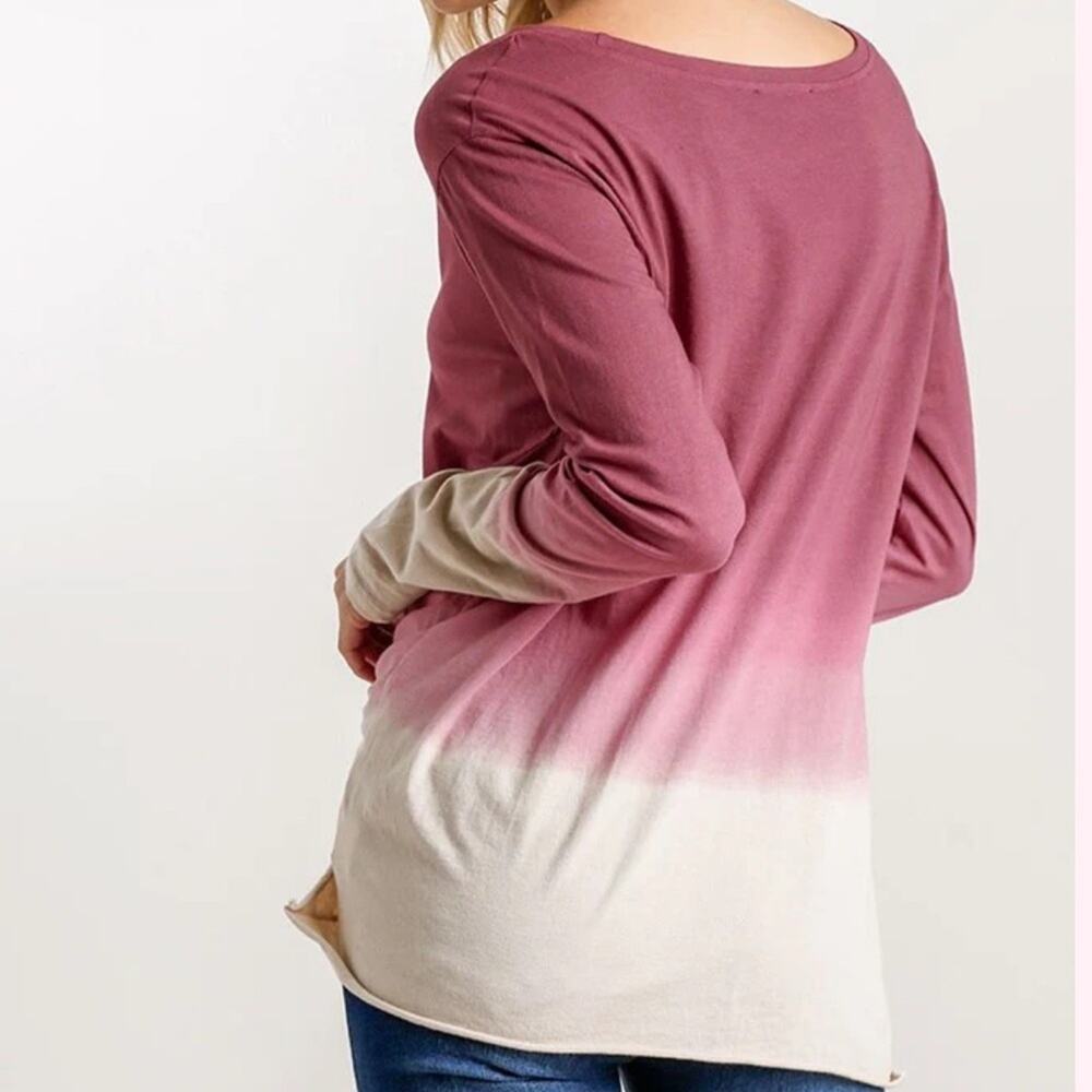 Umgee Medium Ombre Twist Front Long Sleeve Top - Picture 2 of 11
